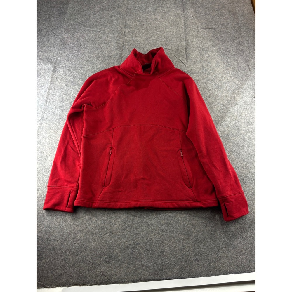 Athleta Red Funnel Neck Fleece Sweatshirt Thumbhole Cuffs Large